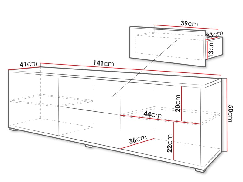 Agawal Tv-bänk 141 cm - Brun - Möbler - TV- & Mediamöbler - TV bänk & mediab änk