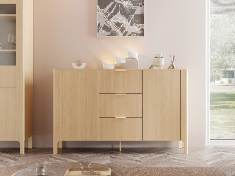Aggarwal Skänk 154 cm i Mörkt Trä - Beige - Förvaring - Förvaringsmöbler - Sideboard & skänk