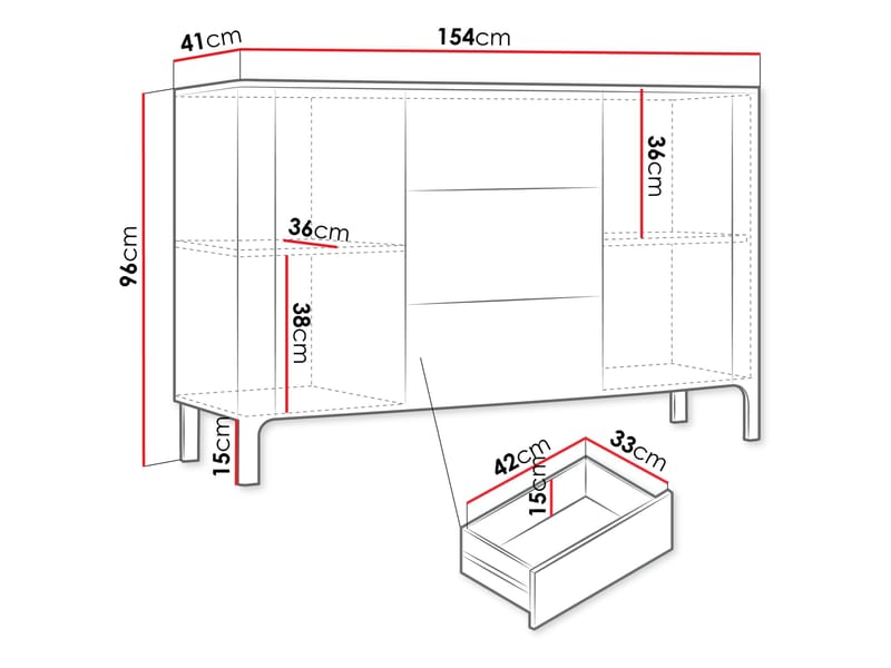 Aggarwal Skänk 154 cm i Mörkt Trä - Beige - Förvaring - Förvaringsmöbler - Sideboard & skänk