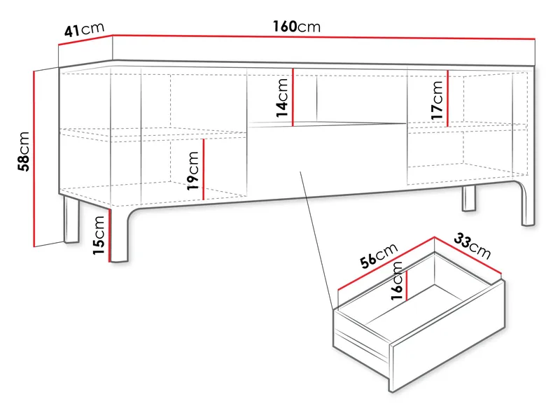 Aggarwal Tv-Bänk 160 cm - Möbler - TV- & Mediamöbler - TV bänk & mediabänk