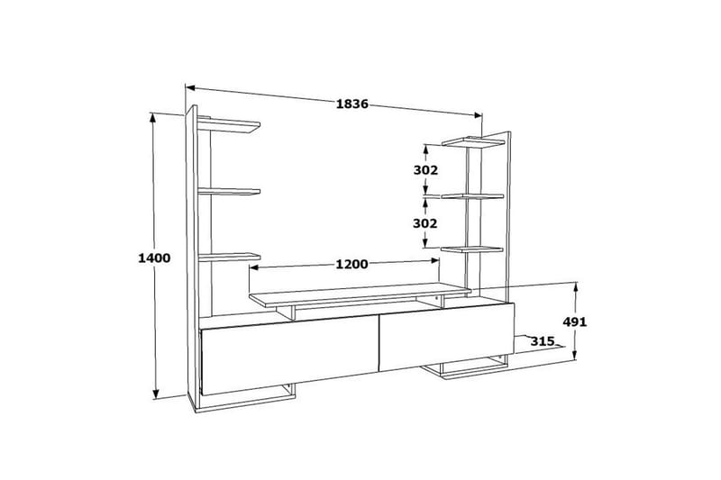 Akdere Tv-bänk 183,6 cm - Mediumfärgat trä/Vit - Möbler - TV- & Mediamöbler - TV bänk & mediabänk