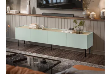 Akie Golvstående TV Bänk 200 cm med Förvaring i Målat Trä - Grön - Möbler - TV- & Mediamöbler - TV bänk & mediabänk