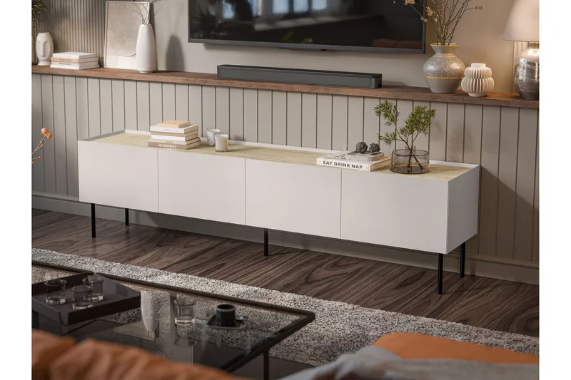 Akie Tv-bänk 200 cm - Beige - Möbler - TV- & Mediamöbler - TV bänk & mediabänk