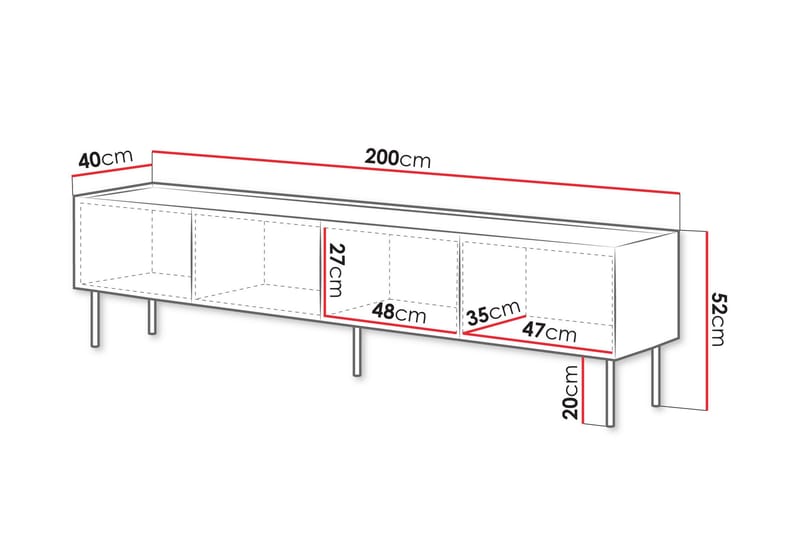 Akie Tv-bänk 200 cm - Beige - Möbler - TV- & Mediamöbler - TV bänk & mediabänk