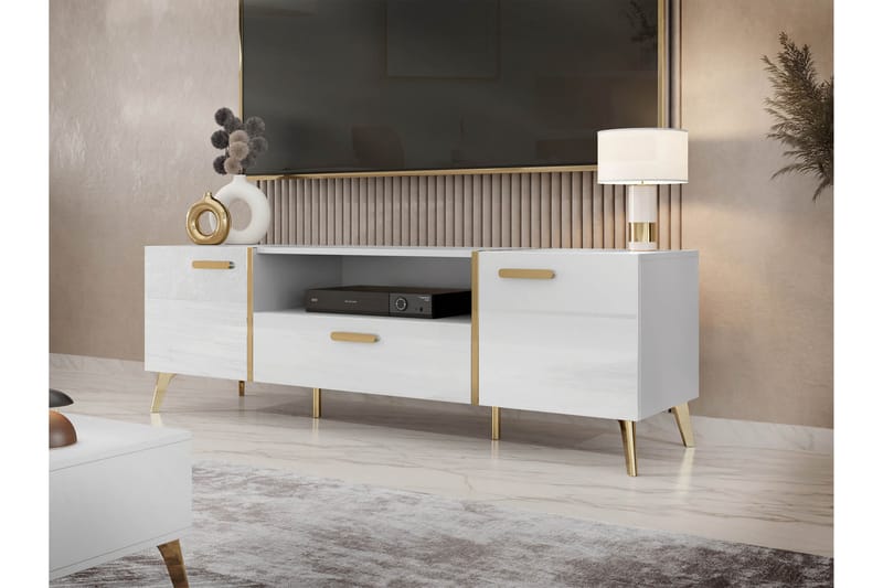 Akihiko Tv-bänk 154 cm - Vit - Möbler - TV- & Mediamöbler - TV bänk & mediabänk