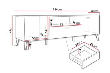 Akihiko Tv-bänk 154 cm - Vit - Möbler - TV- & Mediamöbler - TV bänk & mediabänk