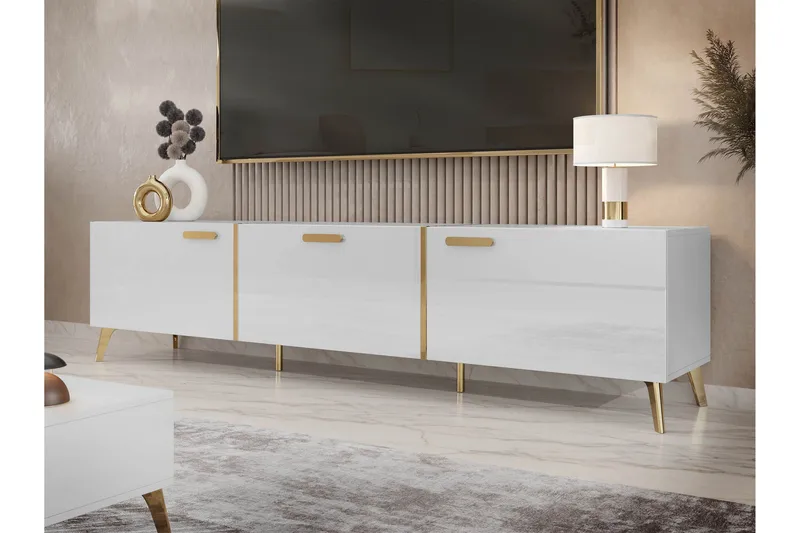 Akihiko Tv-bänk 204 cm - Vit - Möbler - TV- & Mediamöbler - TV bänk & mediabänk