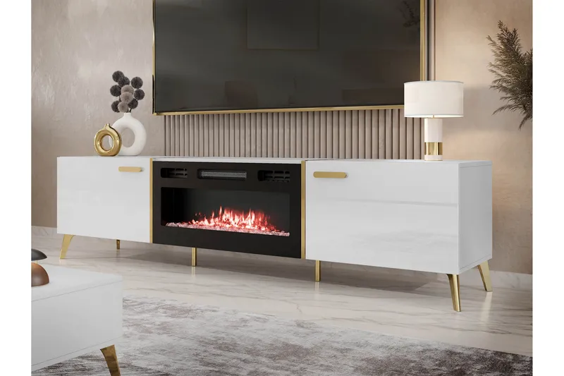 Akihiko Tv-bänk 214 cm - Vit - Möbler - TV- & Mediamöbler - TV bänk & mediabänk