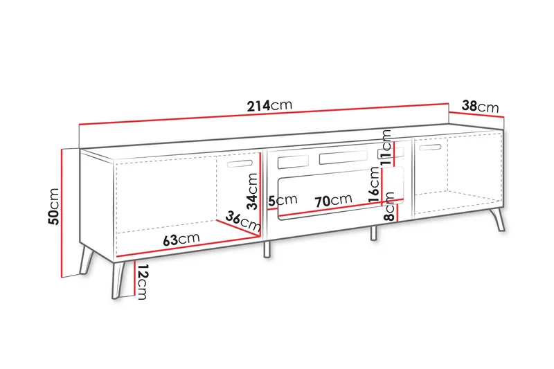 Akihiko Tv-bänk 214 cm - Vit - Möbler - TV- & Mediamöbler - TV bänk & mediabänk