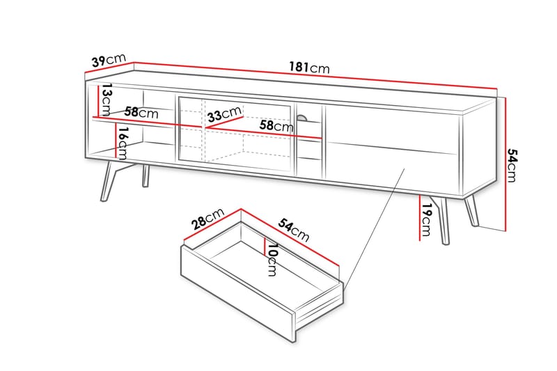 Akihiro Tv-bänk 181 cm - Brun - Möbler - TV- & Mediamöbler - TV bänk & mediabänk