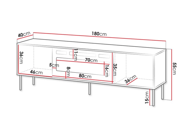 Akiko Tv-bänk 180 cm - Beige - Möbler - TV- & Mediamöbler - TV bänk & mediabänk