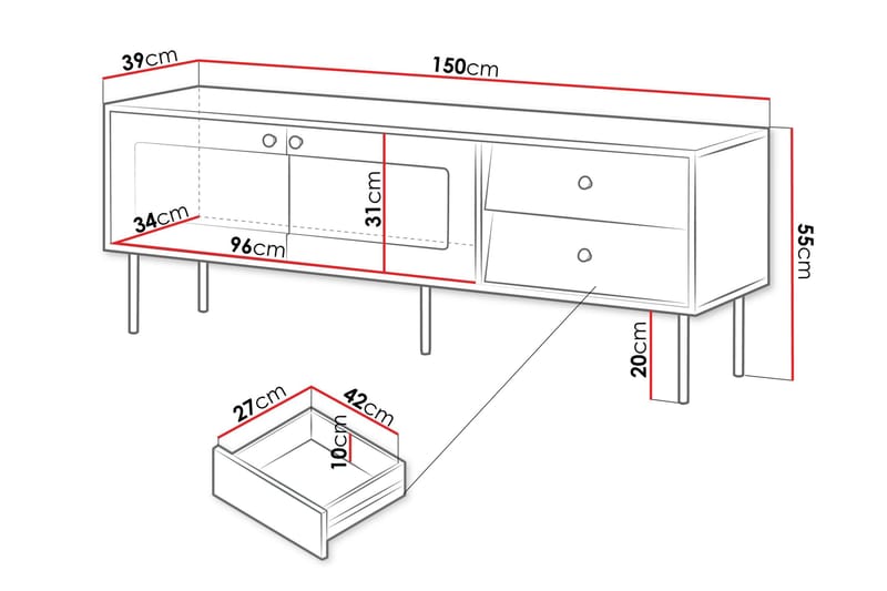 Akilesh Tv-bänk 150 cm - Svart - Möbler - TV- & Mediamöbler - TV bänk & mediabänk