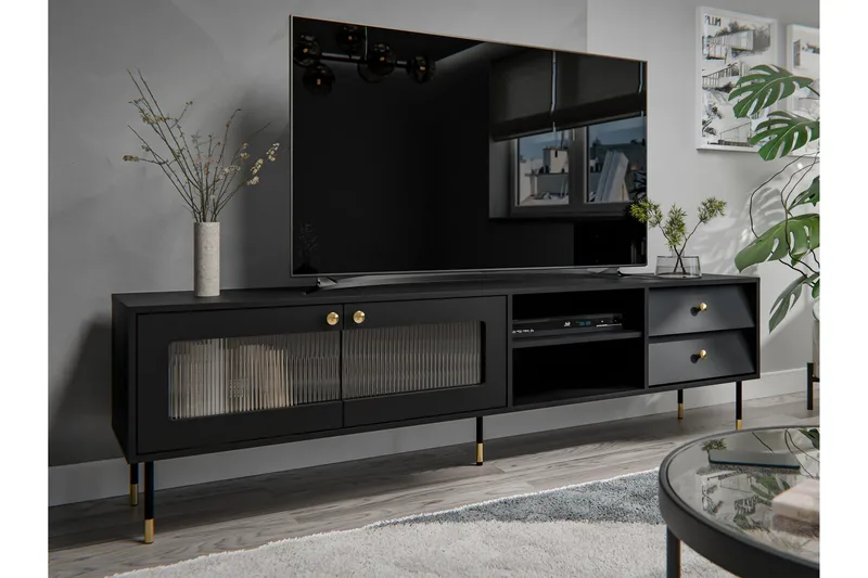 Akilesh Tv-bänk 200 cm - Svart - Möbler - TV- & Mediamöbler - TV bänk & mediabänk