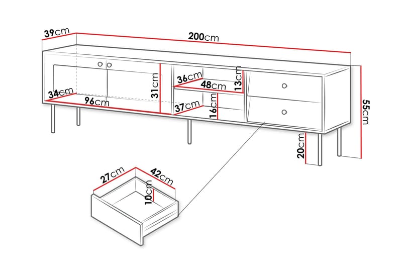 Akilesh Tv-bänk 200 cm - Vit - Möbler - TV- & Mediamöbler - TV bänk & mediabänk