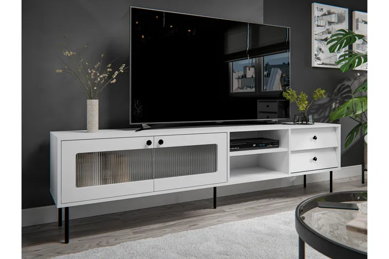 Akilesh Tv-bänk 200 cm - Vit - Möbler - TV- & Mediamöbler - TV bänk & mediabänk