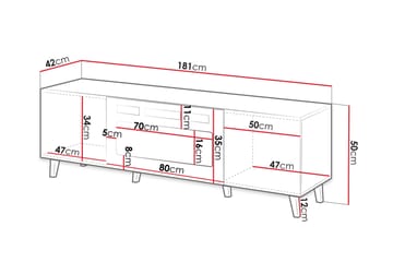 Akimasa Golvstående TV Bänk 181 cm med Förvaring i Ljust Trä - Brun - Möbler - TV- & Mediamöbler - TV bänk & mediabänk