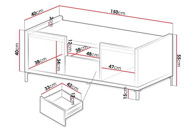 Akiya Tv-bänk 150 cm - Svart - Möbler - TV- & Mediamöbler - TV bänk & mediabänk