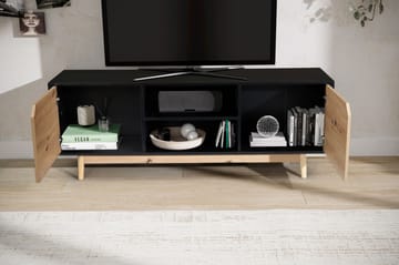 Alaro TV-bänk 150 cm - Svart med ekfärgade fronter/ben - Möbler - TV- & Mediamöbler - TV bänk & mediabänk
