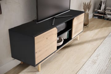 Alaro TV-bänk 150 cm - Svart med ekfärgade fronter/ben - Möbler - TV- & Mediamöbler - TV bänk & mediabänk