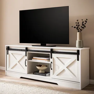 Alino TV-bänk 150 cm - Vit med svarta beslag - Möbler - TV- & Mediamöbler - TV bänk & mediabänk