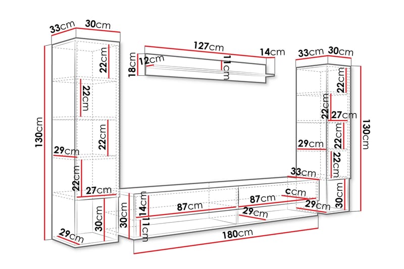 Amadeo Tv-möbelset - Brun - Möbler - TV- & Mediamöbler - TV-möbelset