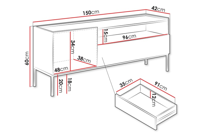 Amelus Tv-bänk 150 cm - Brun - Möbler - TV- & Mediamöbler - TV bänk & mediabänk