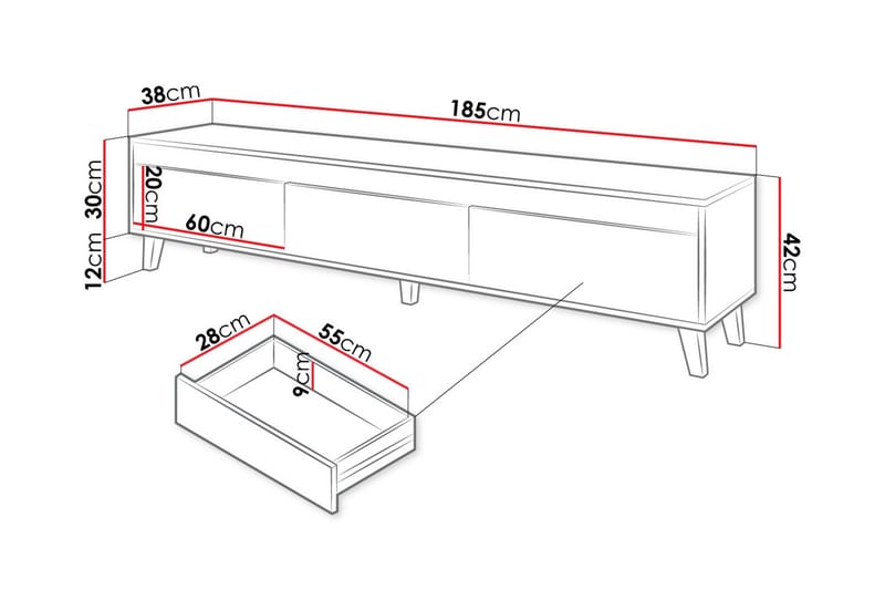 Amshyttan Tv-bänk 185 cm - Brun - Möbler - TV- & Mediamöbler - TV bänk & mediabänk