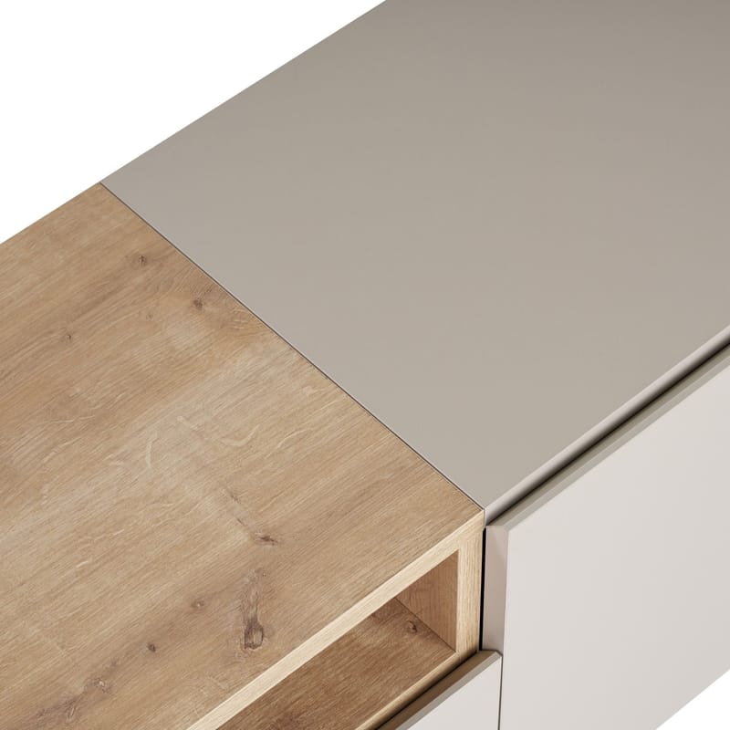 Arvold TV-bänk 160x50x35 cm - Sandstone och Sapphire Oak - Möbler - TV- & Mediamöbler - TV bänk & mediabänk