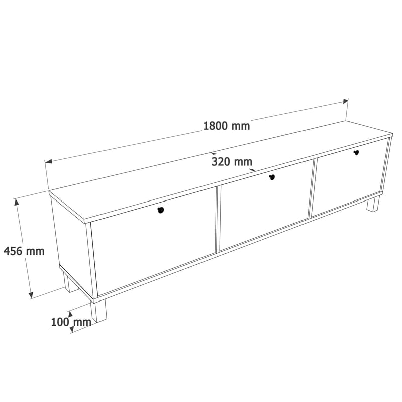 Avero TV-bänk 180x45,6x32 cm - Vitt och ek - Möbler - TV- & Mediamöbler - TV bänk & mediabänk