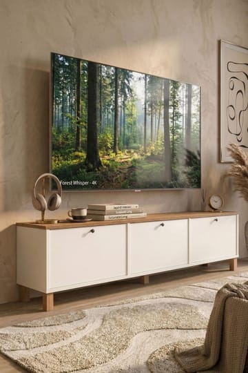 Avero TV-bänk 180x45,6x32 cm - Vitt och ek - Möbler - TV- & Mediamöbler - TV bänk & mediabänk