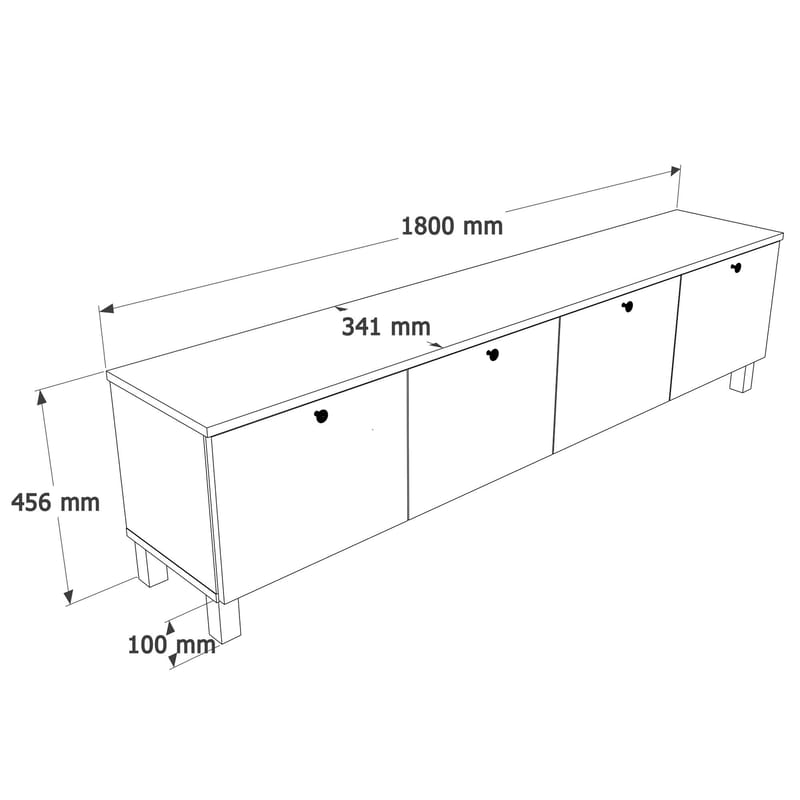 Avero TV-bänk 180x45,6x34,1 cm - Vit och ek - Möbler - TV- & Mediamöbler - TV bänk & mediabänk