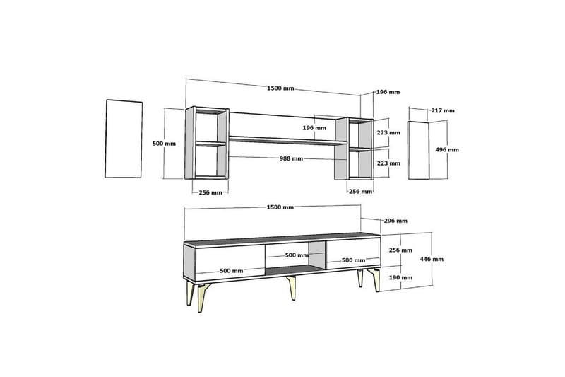 Barriet Tv-möbelset 150x29,6 cm - Antracit - Möbler - TV- & Mediamöbler - TV-möbelset