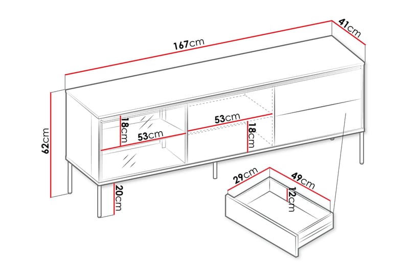 Basici Tv-bänk 167x41 cm - Brun - Möbler - TV- & Mediamöbler - TV bänk & mediabänk