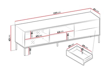 Basici Tv-bänk 197x41 cm - Grå/Grön - Möbler - TV- & Mediamöbler - TV bänk & mediabänk