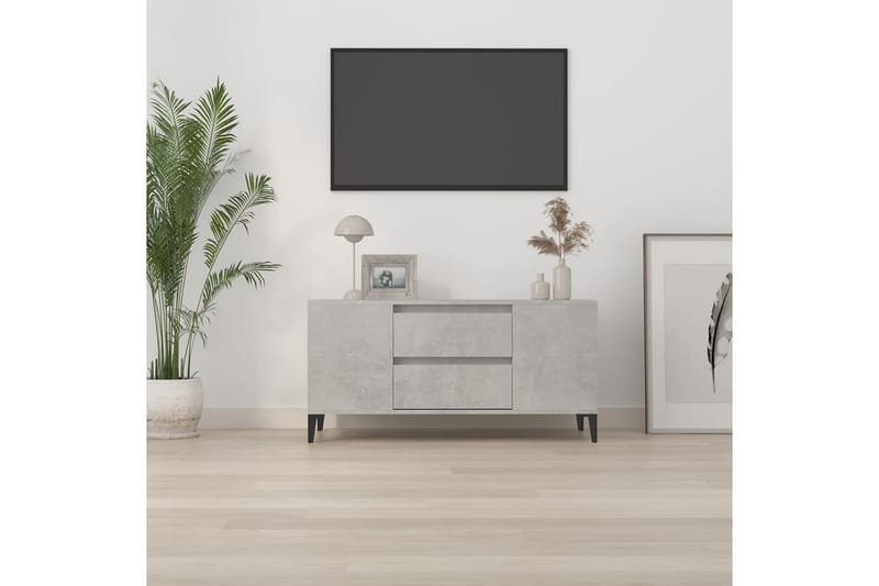 beBasic Tv-bänk betonggrå 102x44,5x50 cm konstruerat trä - Grey - TV bänk & mediabänk