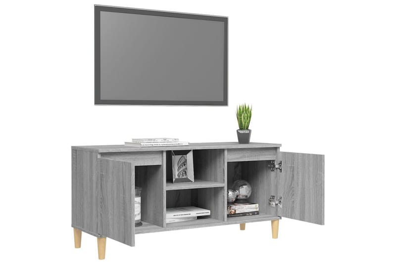 beBasic TV-bänk med massiva träben grå sonoma 103,5x35x50 cm - Grey - TV bänk & mediabänk