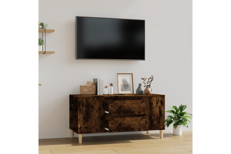 beBasic Tv-bänk rökfärgad ek 102x44,5x50 cm konstruerat trä - Brown - TV bänk & mediabänk