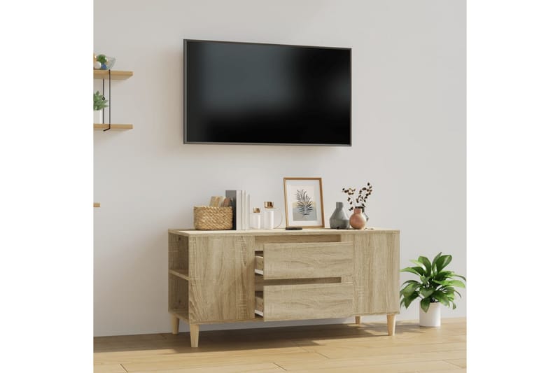 beBasic Tv-bänk sonoma-ek 102x44,5x50 cm konstruerat trä - Brown - TV bänk & mediabänk