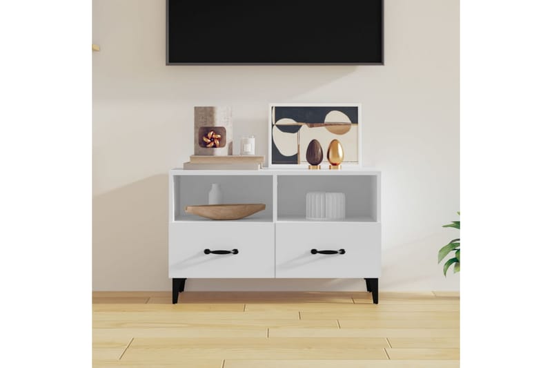 beBasic Tv-bänk vit 80x36x50 cm konstruerat trä - White - TV bänk & mediabänk