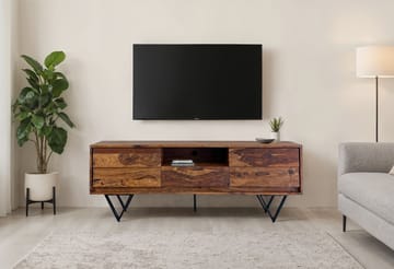 Belano TV-bänk 160 cm Industriell stil - Varmbrun med svarta ben - Möbler - TV- & Mediamöbler - TV bänk & mediabänk