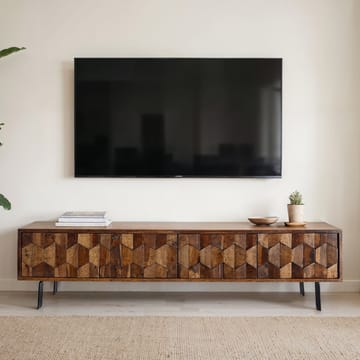Belara TV-bänk 160 cm 3D-mönster - varm ljusbrun och svarta ben - Möbler - TV- & Mediamöbler - TV bänk & mediabänk