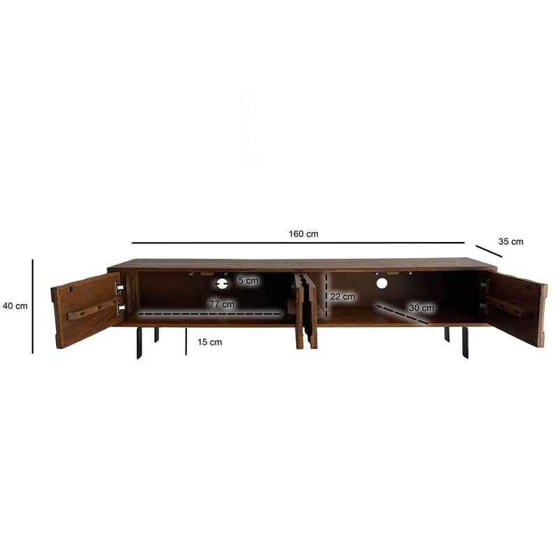 Belara TV-bänk 160 cm 3D-mönster - varm ljusbrun och svarta ben - Möbler - TV- & Mediamöbler - TV bänk & mediabänk