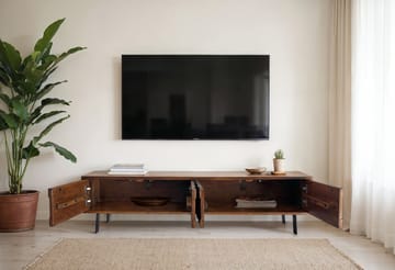 Belara TV-bänk 160 cm 3D-mönster - varm ljusbrun och svarta ben - Möbler - TV- & Mediamöbler - TV bänk & mediabänk