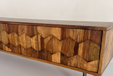 Belara TV-bänk 160 cm 3D-mönster - varm ljusbrun och svarta ben - Möbler - TV- & Mediamöbler - TV bänk & mediabänk