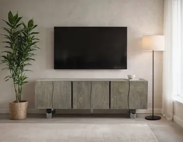 Belela TV-bänk 160 cm - rökgrå och krom - Möbler - TV- & Mediamöbler - TV bänk & mediabänk