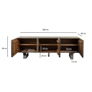 Belela TV-bänk 160 cm - rökgrå och krom - Möbler - TV- & Mediamöbler - TV bänk & mediabänk