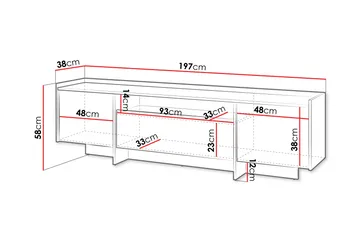 Bellia Tv-skåp 197x38 cm - Grå - Möbler - TV- & Mediamöbler - TV-skåp