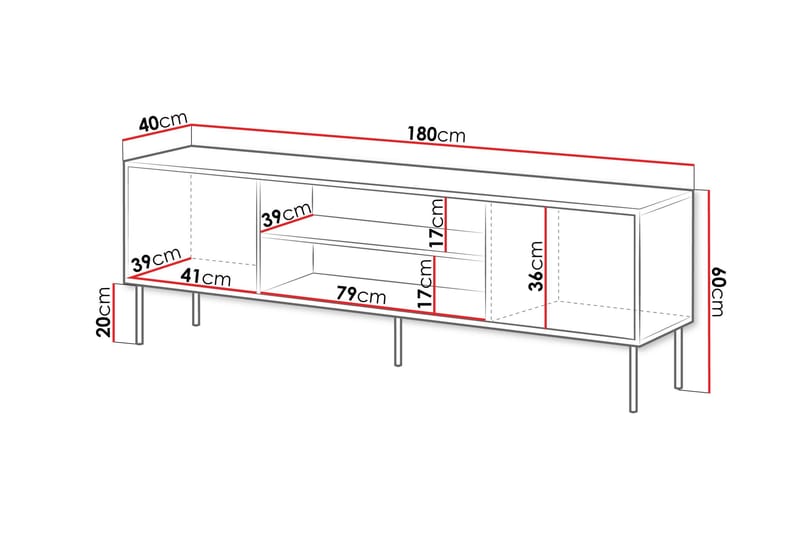 Belonger Tv-bänk 180 cm - Svart - Möbler - TV- & Mediamöbler - TV bänk & mediabänk