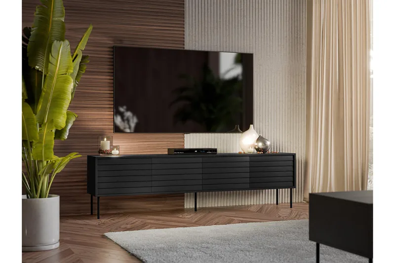 Belonger Tv-bänk 200 cm - Svart - Möbler - TV- & Mediamöbler - TV bänk & mediabänk