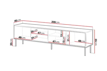 Belonger Tv-bänk 200 cm - Svart/Valnöt - Möbler - TV- & Mediamöbler - TV bänk & mediabänk